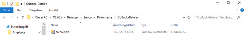 Windows 10 Outlook keine Berechtigung für pst Datei