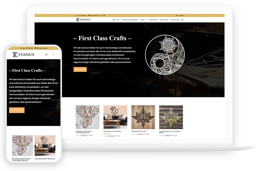 Website & Onlineshop - EVANIUS Website & Onlineshop - EVANIUS